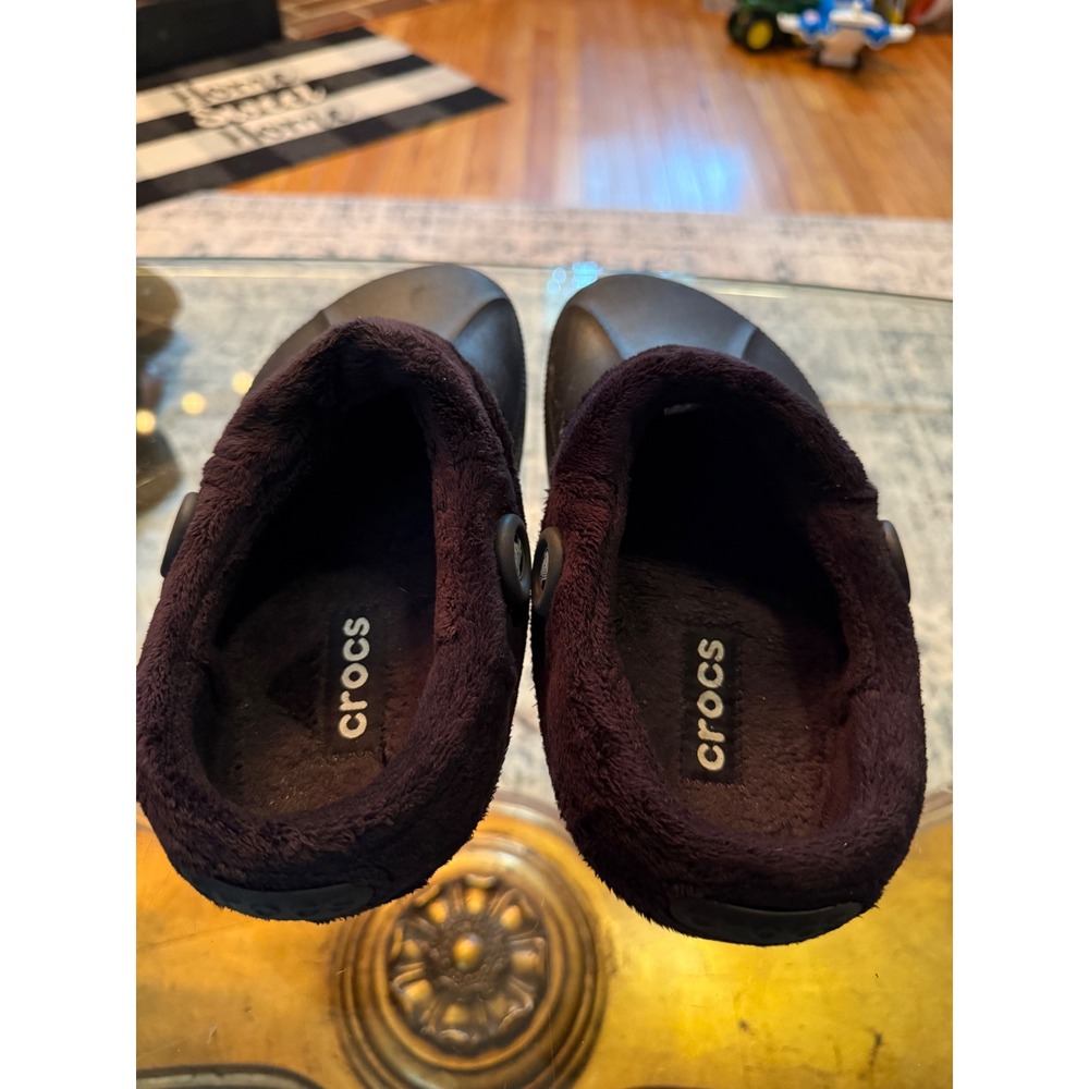 Crocs Mammoth Black Faux Fur Lined Clogs Slip On Shoes Mens 6 Womens 8 - Picture 7 of 9